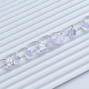 10 Pieces Lavender Quartz Faceted Flower Cut Stone Beads Natural Gemstone Face Drill Beads Line Strand | 12x12x8 to 10.5x10.5x7 MM