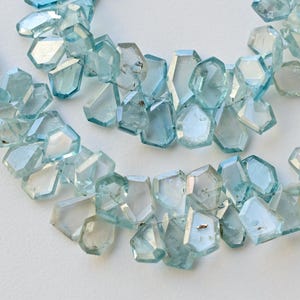 6 Inches Blue Zircon Geometrical Crown Cut Faceted Beads Natural Gemstone Strand | 13x7x2 to 7x5x2 MM | Zircon for Jewelry Making image 2
