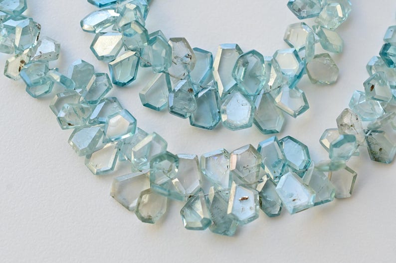 6 Inches Blue Zircon Geometrical Crown Cut Faceted Beads Natural Gemstone Strand | 13x7x2 to 7x5x2 MM | Zircon for Jewelry Making image 2
