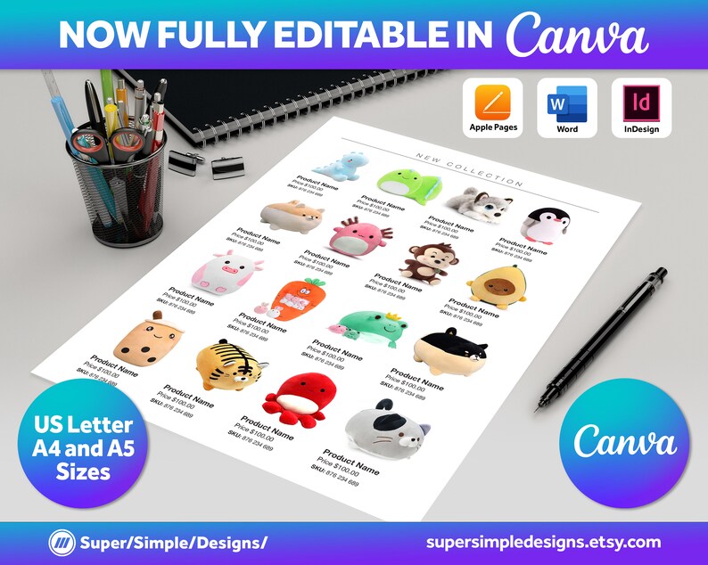Canva Product Line Sheet Mix & Match Template, 100 Product Catalog ...