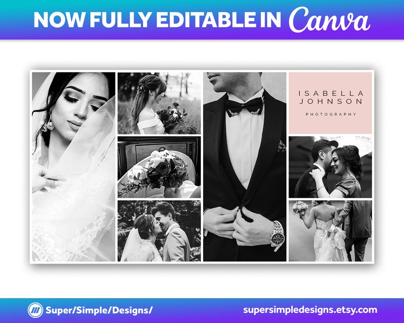 Canva Fully Editable Facebook Cover Photo Photoshop Template. For Photography Business and Photographers. Editable Adobe Photoshop, and Canva Template. Quick Edit and Upload for new seasonal bookings. Stylish Bold Design. supersimpledesigns.etsy.com