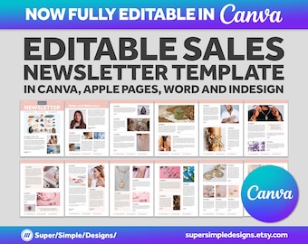 セールス ニュースレターのミックス アンド マッチ テンプレート、Canva、Pages、Word、InDesign で完全に編集可能 | US レター/A4 | 印刷可能およびデジタル ダウンロード