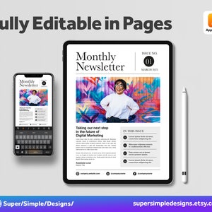 Canva Newsletter Single and Double Page Template | 8.5x11, 5.5x8.5, A4 and A5 Printable Sizes | Fully Editable Canva, Pages, Word, InDesign. US Letter, 8.5x11, 5.5x8.5, A5 and A5 Sizes. 17x11 Sheet, 8.5x11 Sheet. https://supersimpledesigns.etsy.com