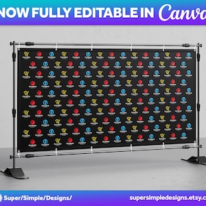 Canva Step and Repeat Backdrop Templates, 12 Designs, 10 Template Sizes | Conference, Exhibition Photo Banner Backdrop | Fully Editable Canva, 8x8ft Banner, 10x8ft, 12x8ft Backdrop, 20x8ft Step and Repeat Backdrop https://supersimpledesigns.etsy.com