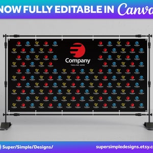 Canva Step and Repeat Backdrop Templates, 12 Designs, 10 Template Sizes | Conference, Exhibition Photo Banner Backdrop | Fully Editable Canva, 8x8ft Banner, 10x8ft, 12x8ft Backdrop, 20x8ft Step and Repeat Backdrop https://supersimpledesigns.etsy.com