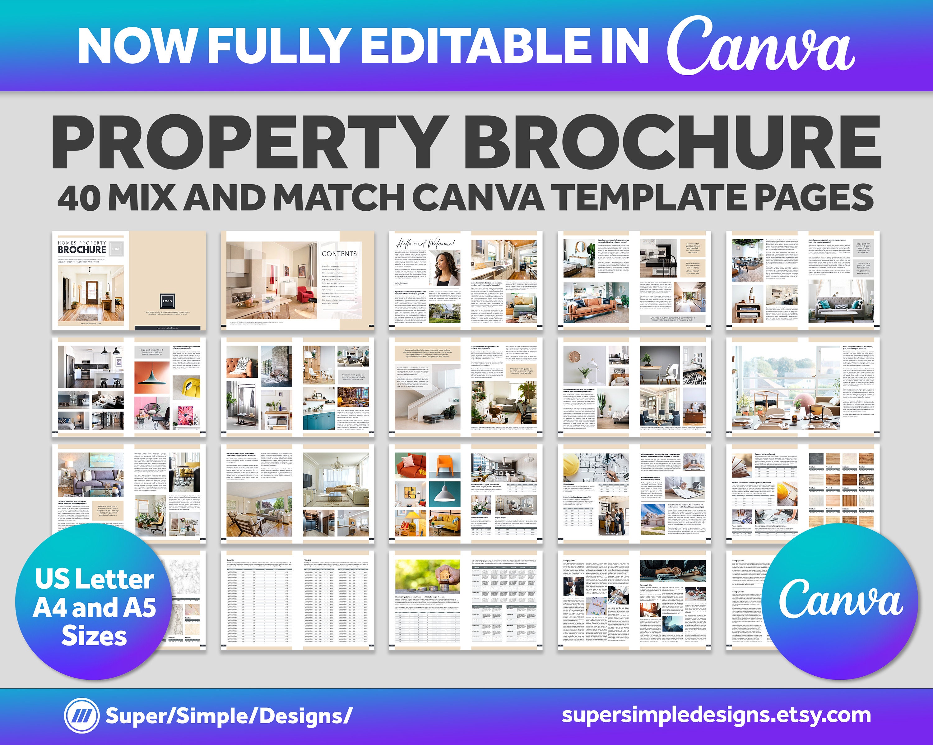 Canva Real Estate Brochure Template | 40 Mix and Match Property ...
