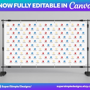 Canva Step and Repeat Backdrop Templates, 12 Designs, 10 Template Sizes | Conference, Exhibition Photo Banner Backdrop | Fully Editable Canva, 8x8ft Banner, 10x8ft, 12x8ft Backdrop, 20x8ft Step and Repeat Backdrop https://supersimpledesigns.etsy.com