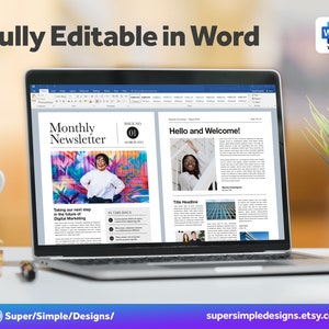 Canva Newsletter Single and Double Page Template | 8.5x11, 5.5x8.5, A4 and A5 Printable Sizes | Fully Editable Canva, Pages, Word, InDesign. US Letter, 8.5x11, 5.5x8.5, A5 and A5 Sizes. 17x11 Sheet, 8.5x11 Sheet. https://supersimpledesigns.etsy.com