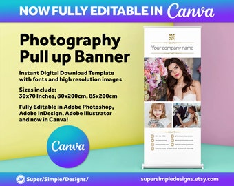Canva Pull Up Banner Vorlage, Braut/Hochzeitsparty, Pop Up Banner, Vendor Show Banner, Fotograf einziehbares Banner, digitaler Download