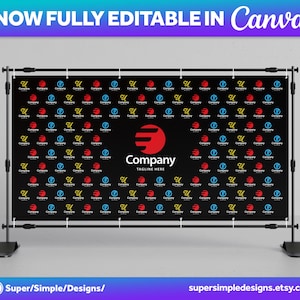 Canva Step and Repeat Backdrop Templates, 12 Designs, 10 Template Sizes | Conference, Exhibition Photo Banner Backdrop | Fully Editable Canva, 8x8ft Banner, 10x8ft, 12x8ft Backdrop, 20x8ft Step and Repeat Backdrop https://supersimpledesigns.etsy.com