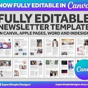 Newsletter Mix and Match Template, Fully Editable in Canva, Pages, Word and InDesign |  US Letter/A4 Sizes | Printable and Digital Download