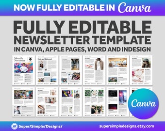 ニュースレターのミックス＆マッチテンプレート、Canva、Pages、Word、InDesignで完全に編集可能 | USレター/A4サイズ | 印刷可能、デジタルダウンロード可能