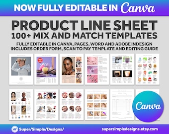 Canva 製品ラインシート ミックス & マッチ テンプレート、100 種類以上の製品カタログ テンプレート | Canva、Pages、Word、InDesign 用 | US レター、A4、A5