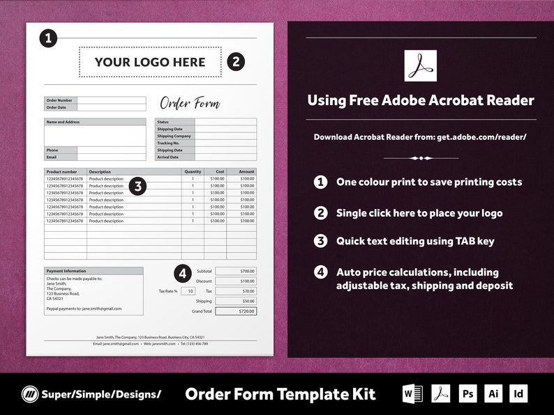 printable order form template kit simple clean editable etsy