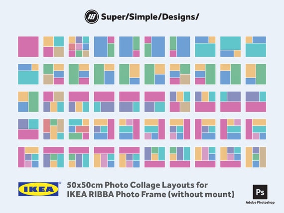 Ikea Photo Grid Wall Collage Templates 50x50cm Size - Picture Frame Wall Collage Template