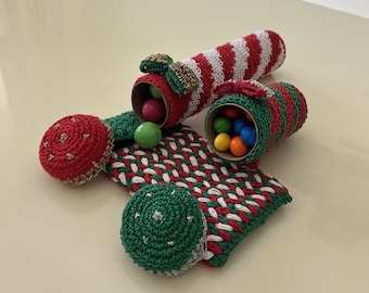 Cute easy to make Handmade crochet Christmas lollies tube for kids PDF pattern