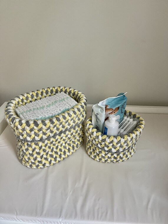 PDF pattern change table Nursery Storage Organisers crochet basket set,  Baby Diaper/Nursery Organisers Pattern, baby shower gift