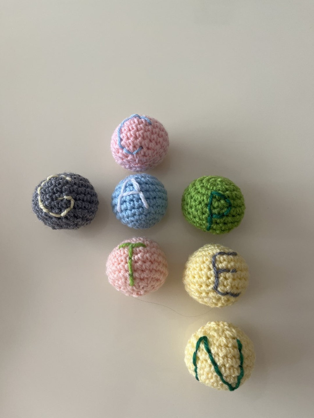 Colourful Amigurumi Alphabet Balls in a Bag Early Learning Alphabets ...