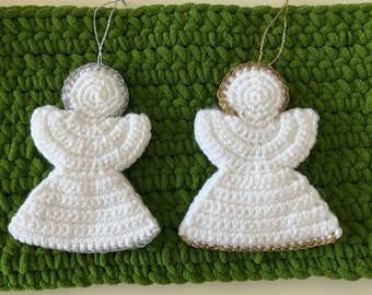 Pattern for crochet angel, gold and silver time angels, Christmas decoration