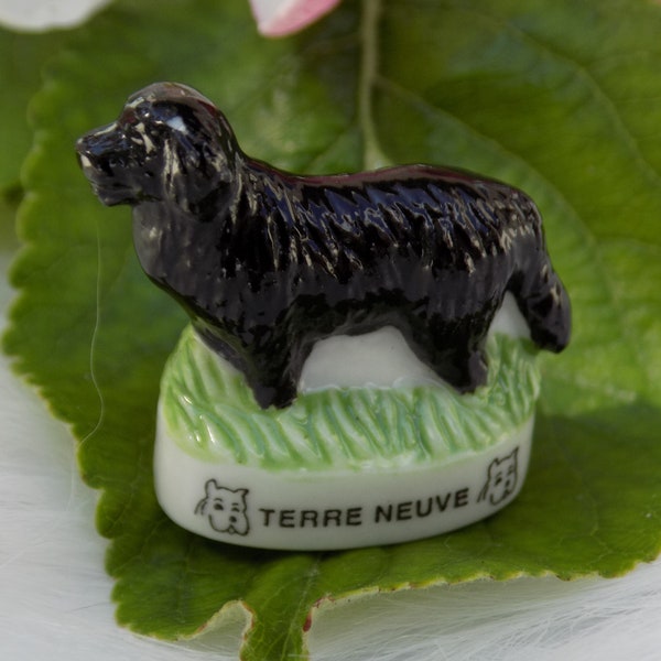 TERRE NEUVE MINIATURE Dog Sculpture.Newfoundlander.Miniature Dog Sculpture.Chien The Race And Porcelaine.Porcelain Statuetta Dog.Cani!