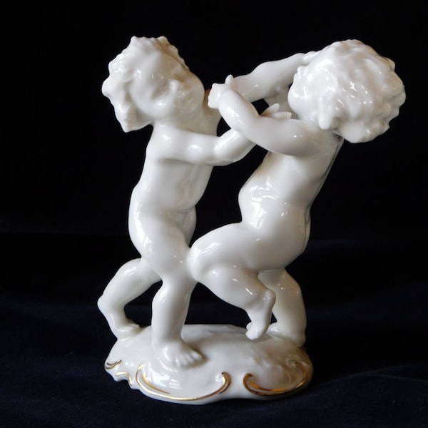 HUTSCHENREUTHER PORCELAIN KARL Tutter Cherubs.Kunstabteilung Germany.Porzellanmarke.Blanc De Chine Putto's.Porcelain Putti Figurines.Cherub!