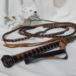 12 FEET WHIP.Vintage Braided Leather Whip.Heavy Bullwhip.Indiana Jones Style Whip.Rare Leather Crafted Handmade Whip.Leather Whip.NICE!