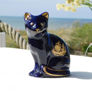 し*ん様 フランス リモージュ猫置物2匹LIMOGES カステル/金彩花柄 /ア