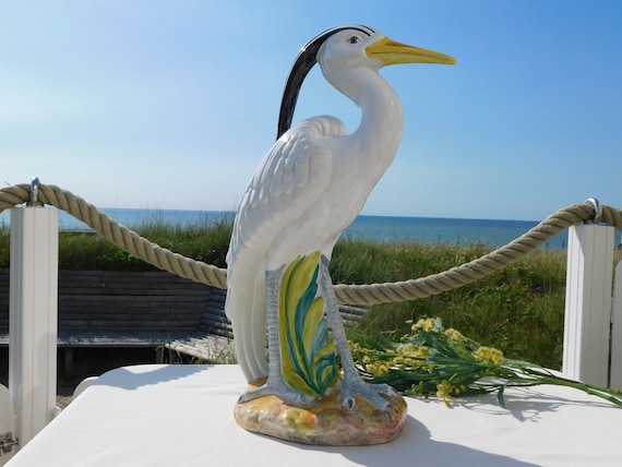 HERON FIGURINE.CERAMIC サギ像.動物 ギフト プレゼント.サギ像