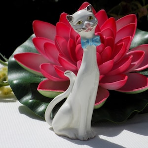 BASSANO KATZE FIGUR. Handgemachte Keramik Katze Figur aus Bassano.Made in Italy Katzenkeramik.Sammlerstück Italien handmade Katze.Beeld Kat.Chat!
