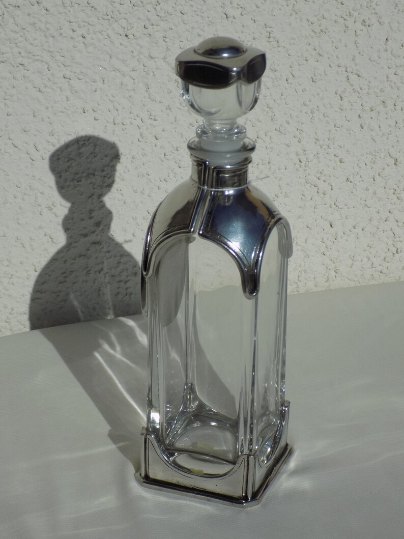 VINTAGE CRYSTAL DECANTER Pewter Framed.Vintage Kristallen Etsy