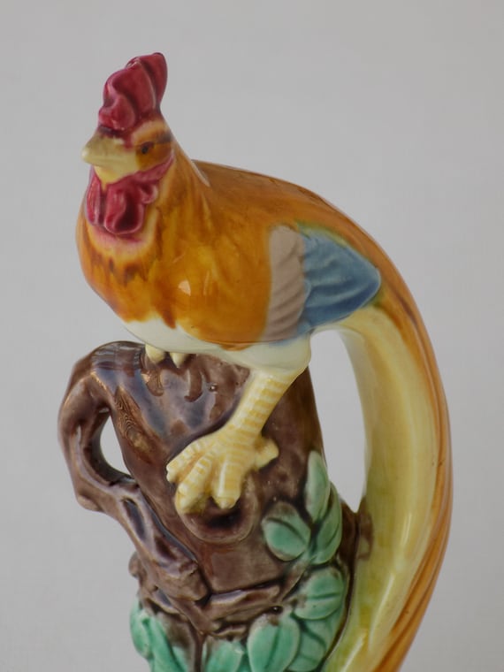 オナガドリ雄鶏の置物。シノワズリ。ヴィンテージオナガドリ雄鶏