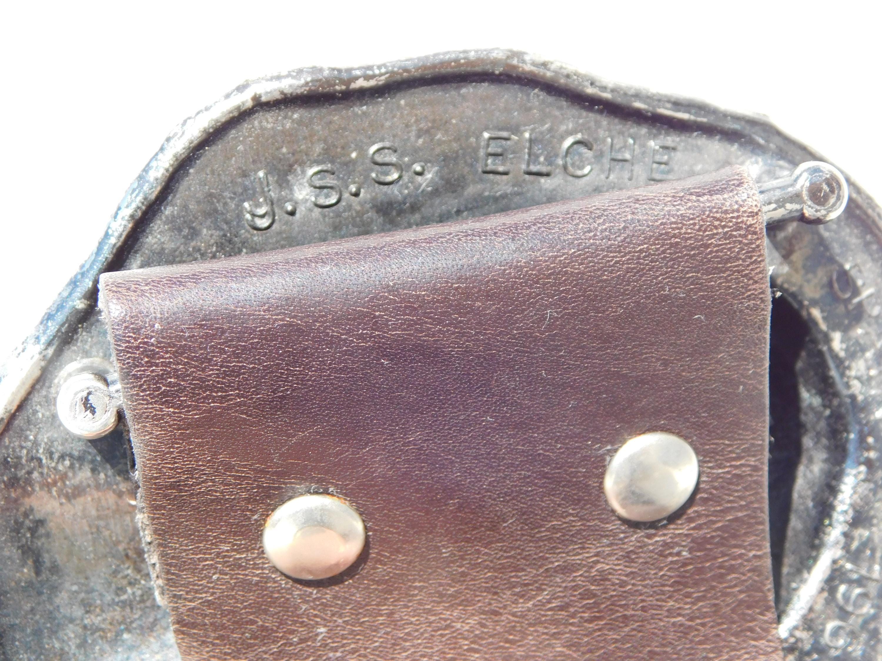 J.S.S.ELCHE SPAIN 196-A-60 Buckle.vintage Brown Leather Belt  display picture 1