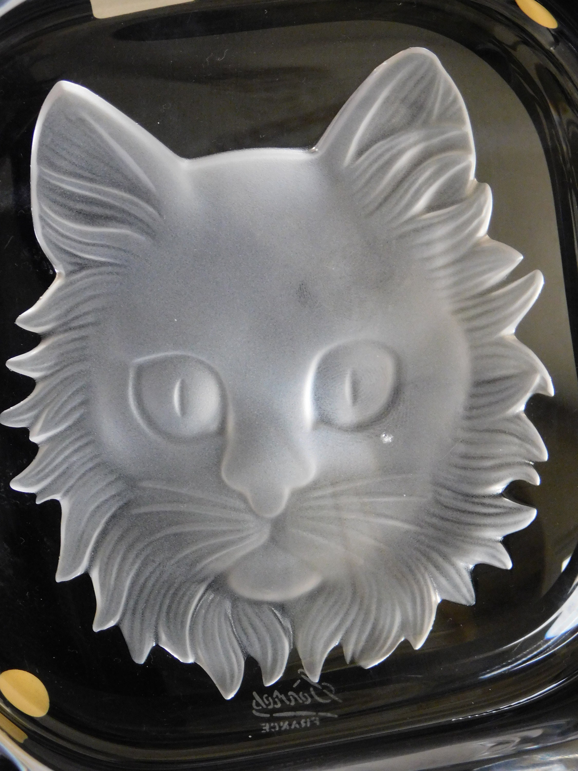 CRISTAL DE SEVRES 猫灰皿。ヴィンテージ セーヴル クリスタル