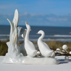 NAO BY LLADRÓ Geese In Reeds Figurine.Porcelain Nao Goose.Oies En Porcelaine.Collectible Nao By Lladró Wildlife Bird.Gans.Hanhet.Gansos.Oca!
