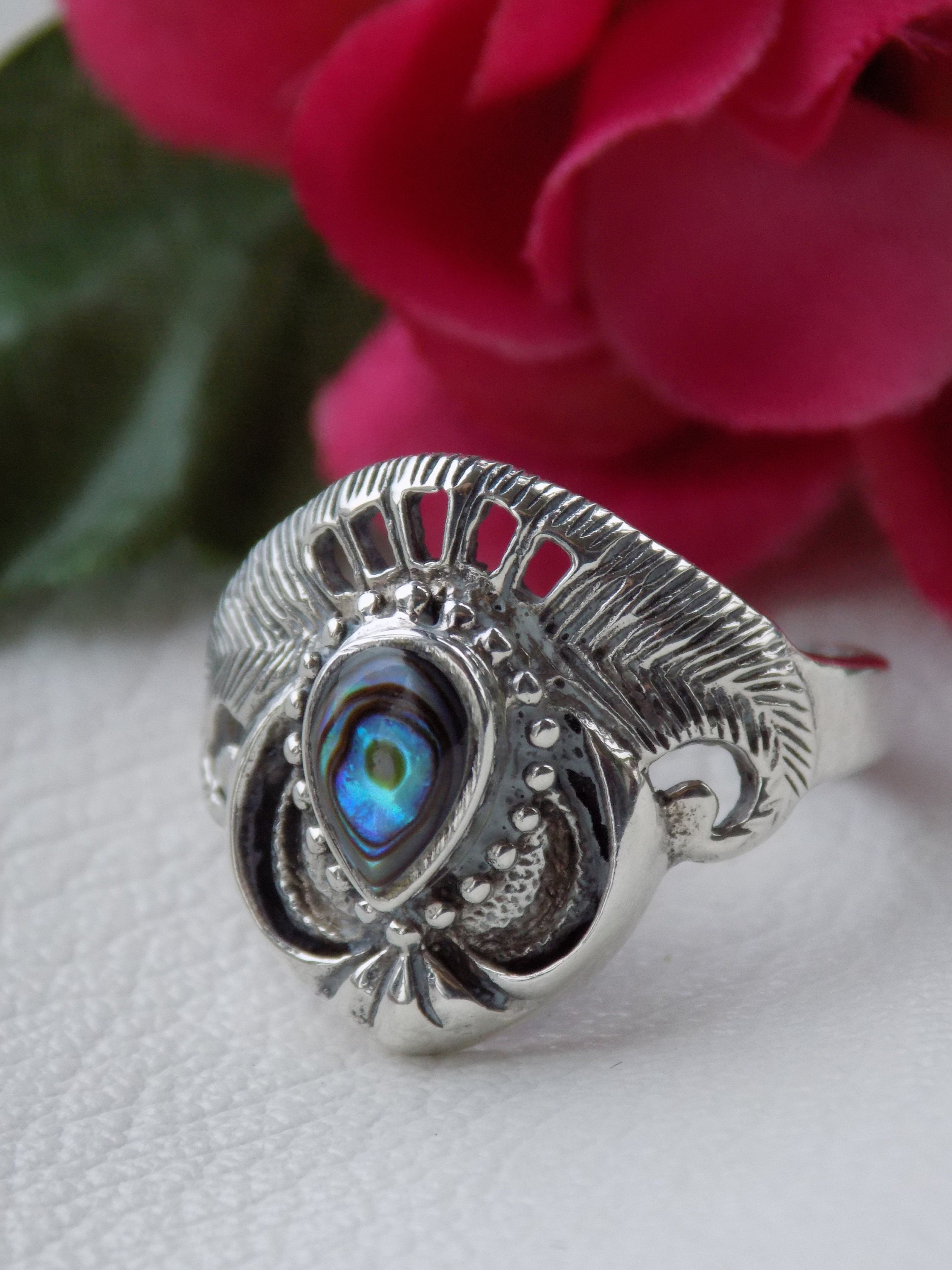 【HYERES LOR】22FW★ Noailles Silver Antique Pearl Ring full VINTAGE 925 SILVER MOTHER of Pearl Ring.vintage 925 Zilveren