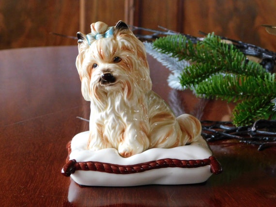 イタリア製 ヴィンテージ*陶磁器 ヨークシャーテリア フィギュリン*犬 置物