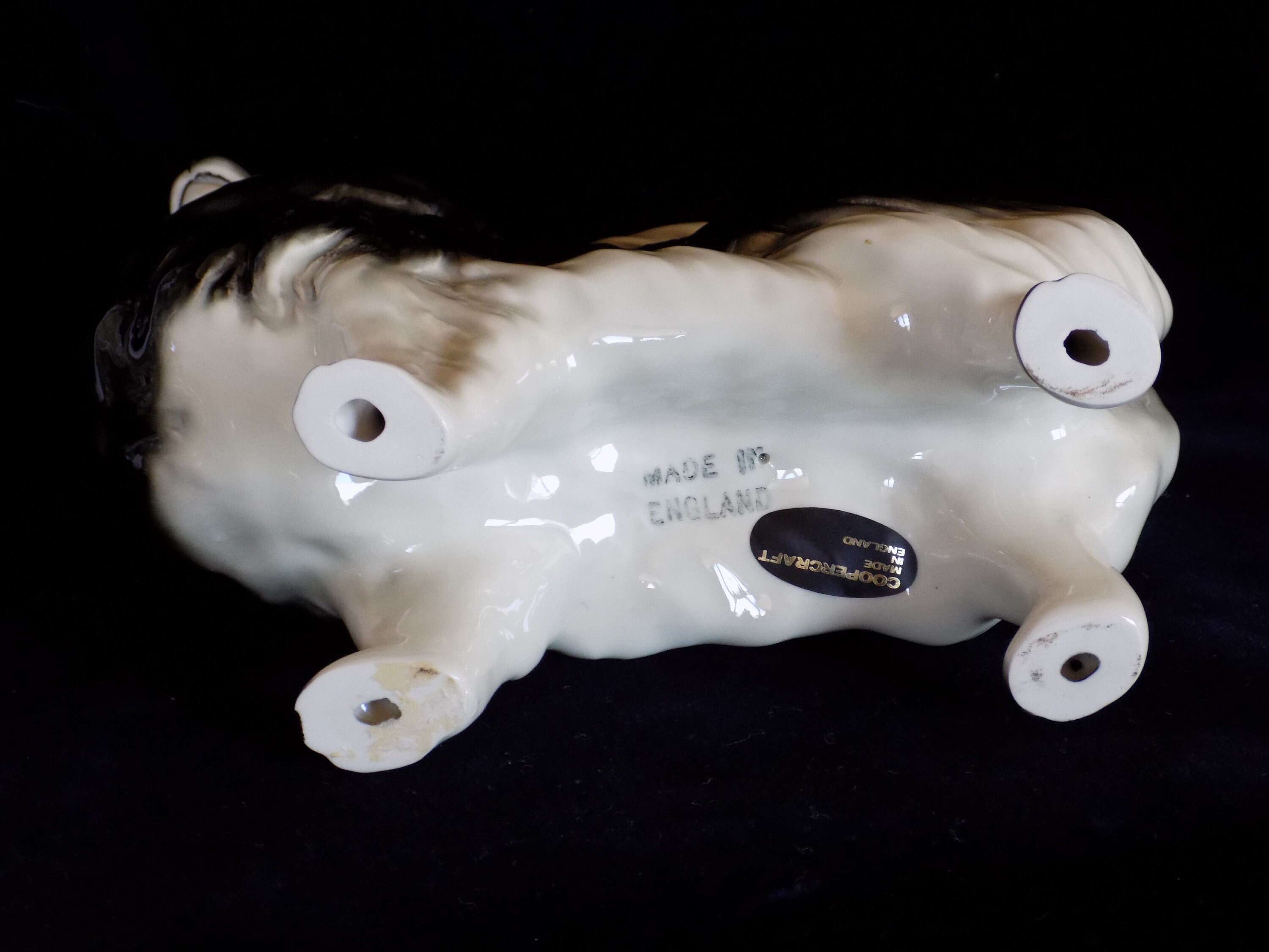 ロモノソフ 磁器 置物 犬 スピッツ 小 3 1/4インチ 長さ