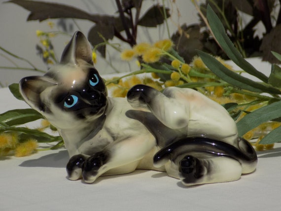 Vintage Porcelain Siamese Cat Figurine Siamese Kat Cat Lovers Etsy