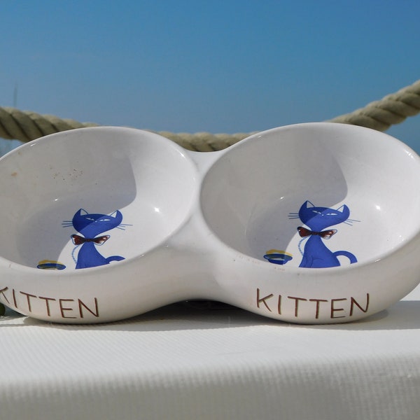 VINTAGE CERAMIC KITTEN Food Bowl.Vintage Cat Food Bowl.Collectible Pet Bowl.Cat Food Bowl.Samlarobjekt Katt.Kitten Pet Bowl.Cat Lovers Gift