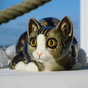 Figurine de chat en céramique : ornement miniature de décoration d'intérieur - France