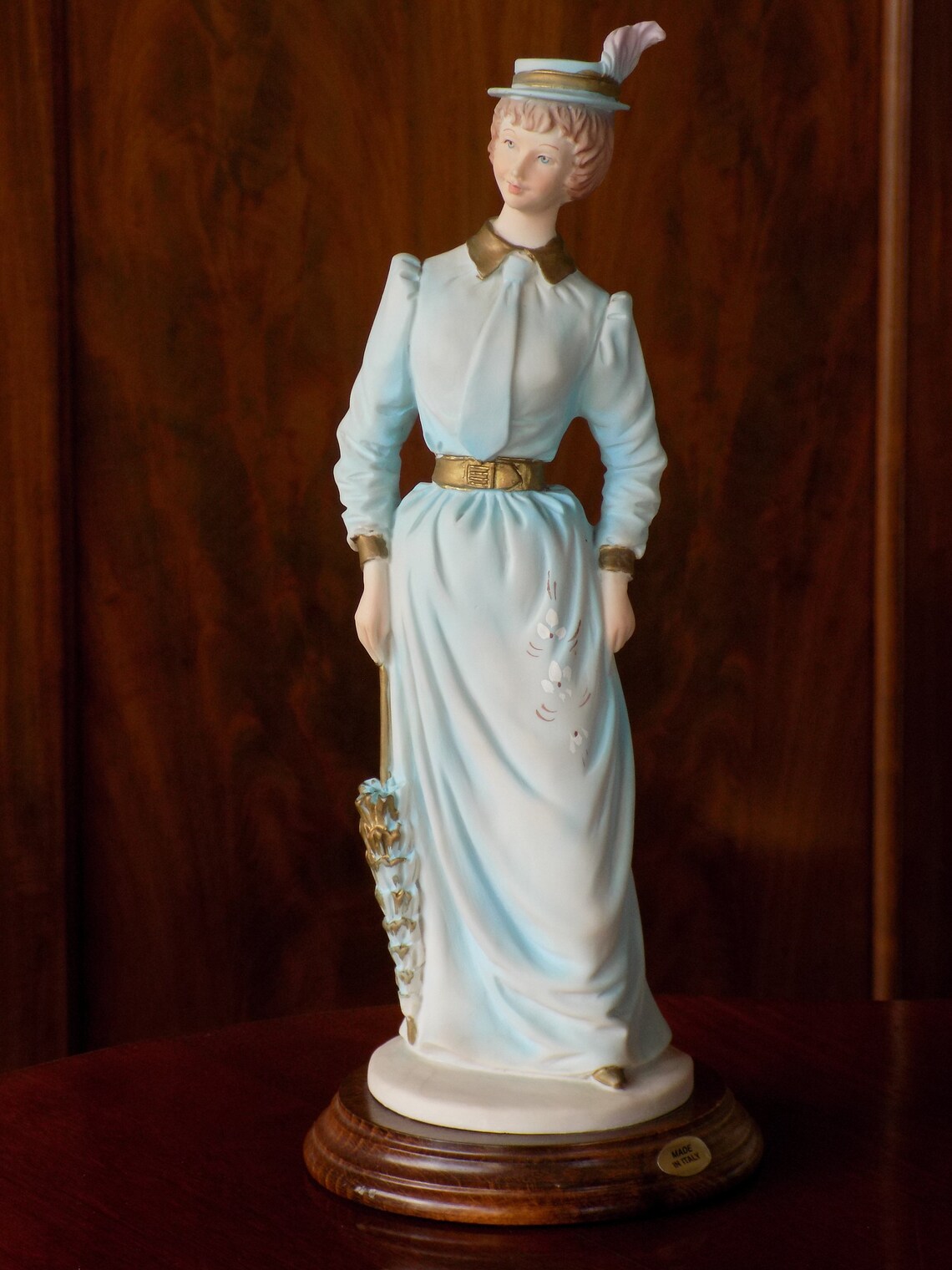 VINTAGE BISCUIT PORCELAIN Lady in Blue Figure.made in Etsy Canada