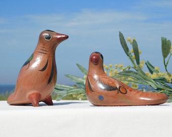 ヴィンテージフォークアート鳩の置物。トナラスタイルメキシコ鳥陶器