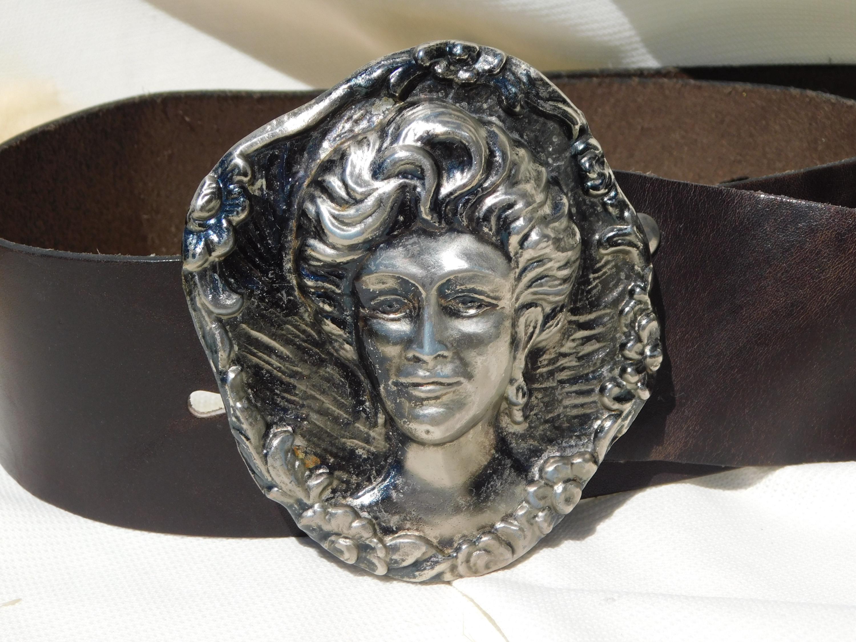 J.S.S.ELCHE SPAIN 196-A-60 Buckle.vintage Brown Leather Belt  display picture 2