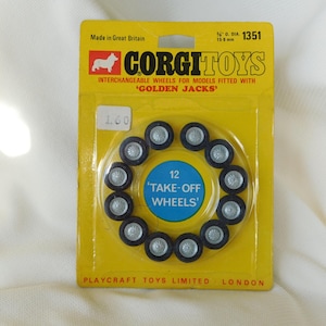 CORGI TOYS 1351 TAKE Off Wheels.12 Take Off Wheels in ungeöffnetem Karton.Austauschbare Räder für Modelle mit Golden Jacks.100 % Original