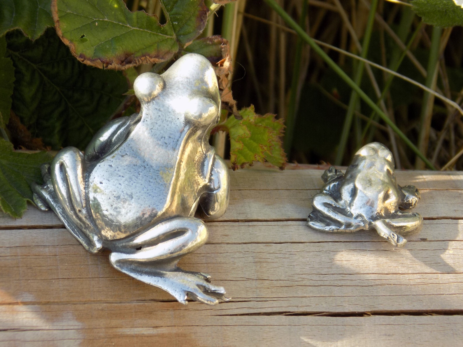 VINTAGE PEWTER Frogs.gelria Tin.pewter Frog Figurine.vintage Etsy