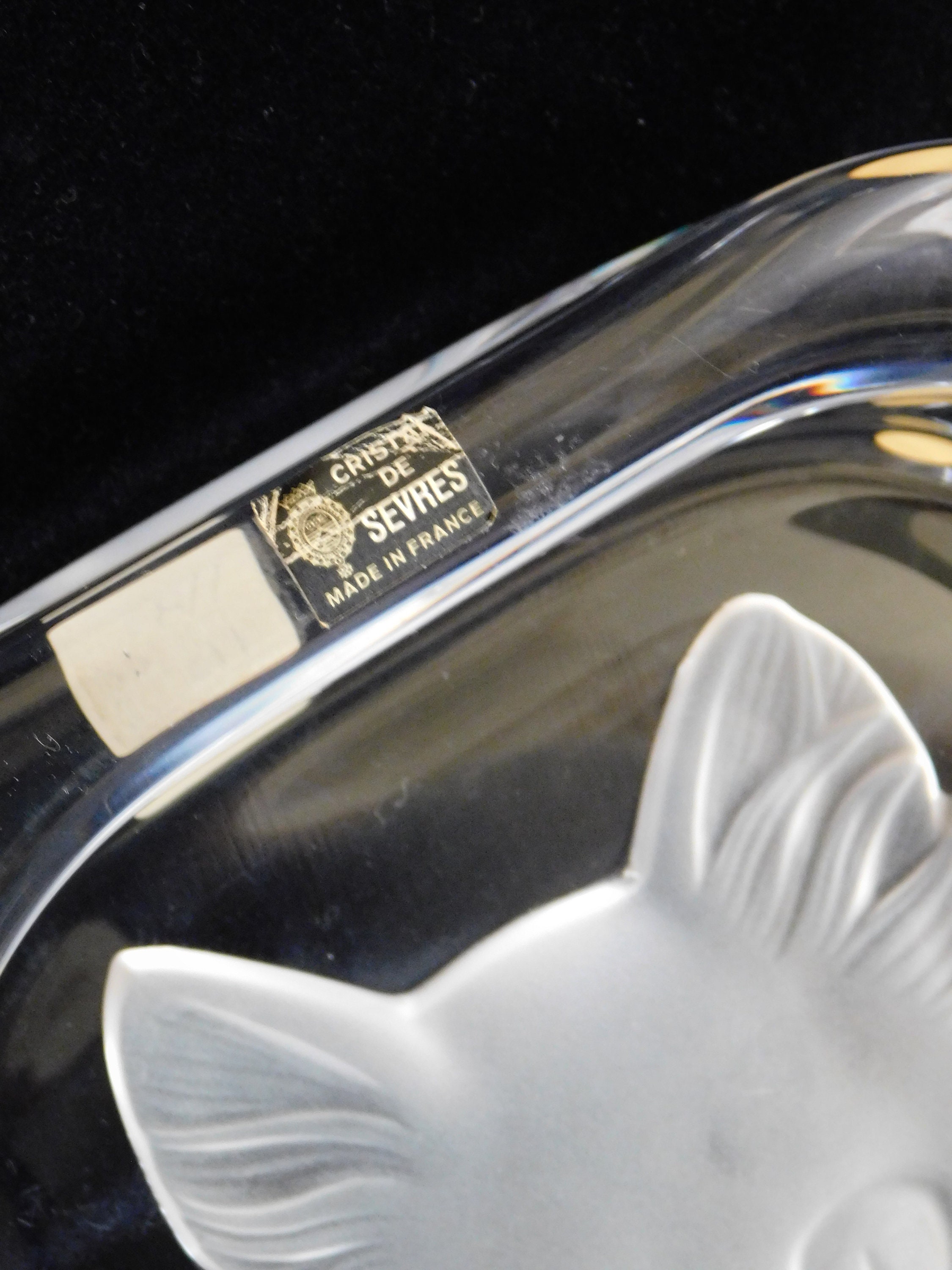CRISTAL DE SEVRES 猫灰皿。ヴィンテージ セーヴル クリスタル
