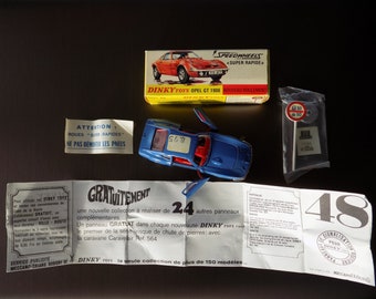 DINKY TOYS #1421 OPEL Gt 1900.French Dinky Toy Diecast Scale Model.100% Original Dinky+Traffic Sign Decals Bag+Sheet+Outer Box Without Fence