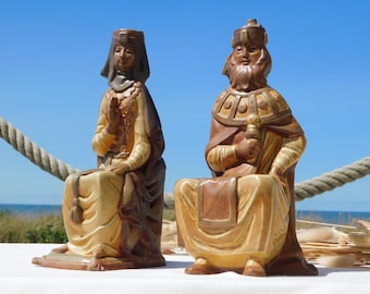 LLADRO GOTHIC KING And Queen Figurines.[2].Gres Finish Seated King And Queen.Handmade in Spain.Pareja De Rey Y Reina Góticos.Retired Lladró!