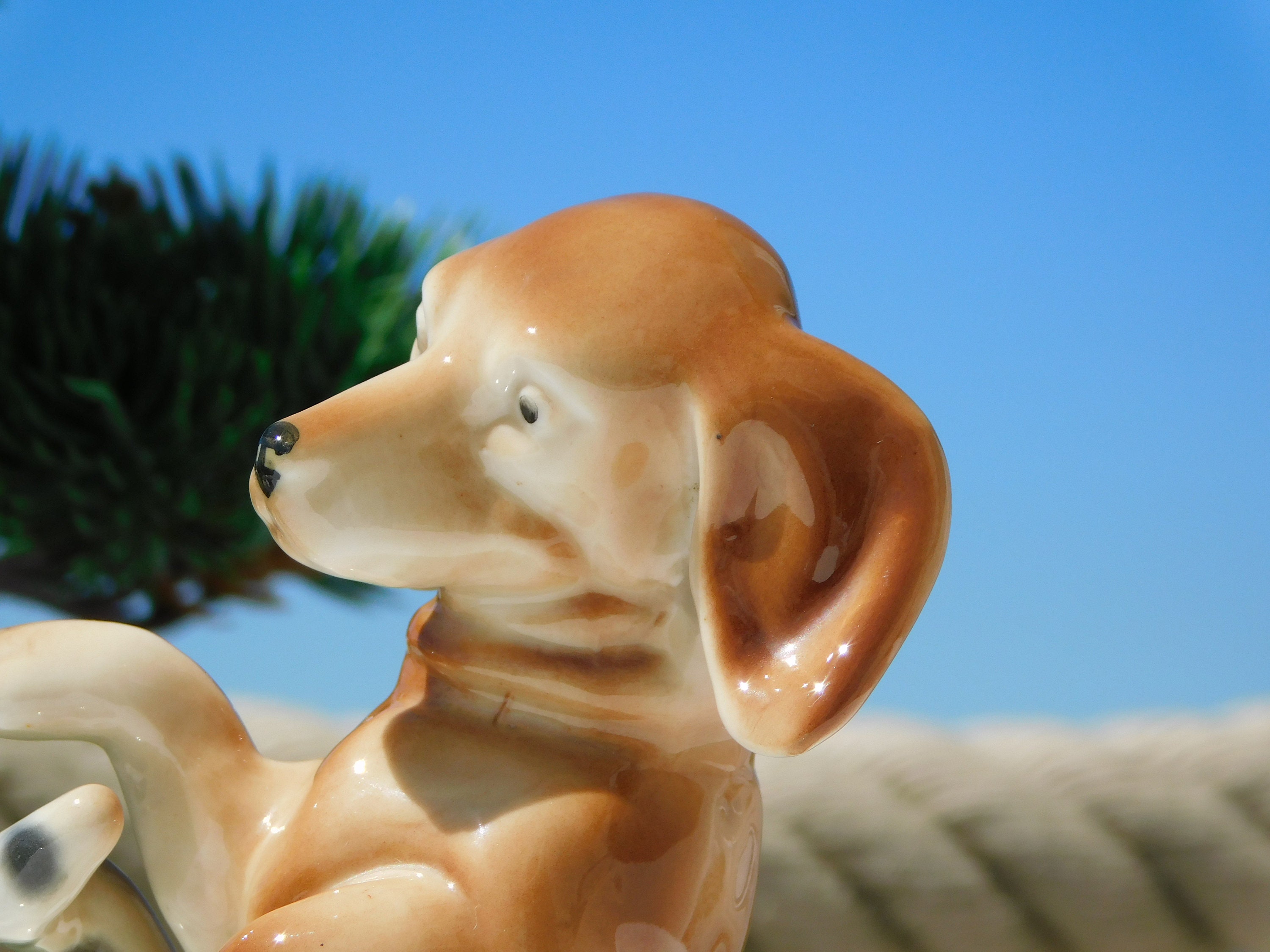 アンティーク　carl scheidig シャイディグ　ポーセリン CARL SCHEIDIG PORCELAIN Cat and Dachshund Figurine.vintage