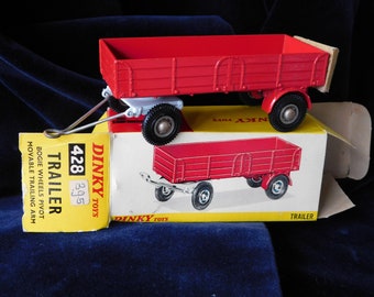 DINKY TOYS 428 TRAILER.Dinky Diecast Scale Model In Original Box.Vintage Red Large Dinky Trailer.British Playtoy.Collectible Dinky.Farming!